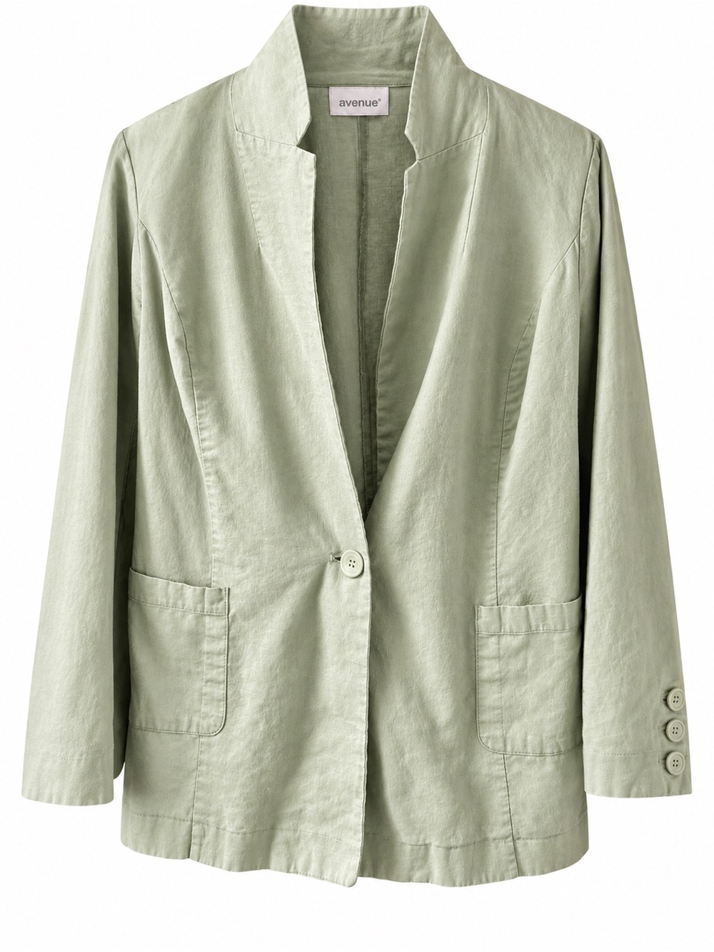 Avenue Sage Green Linen Blend Relaxed Blazer Jacket Plus Size 18/20